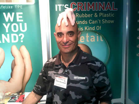 Clifton showing off PlasTastic hands